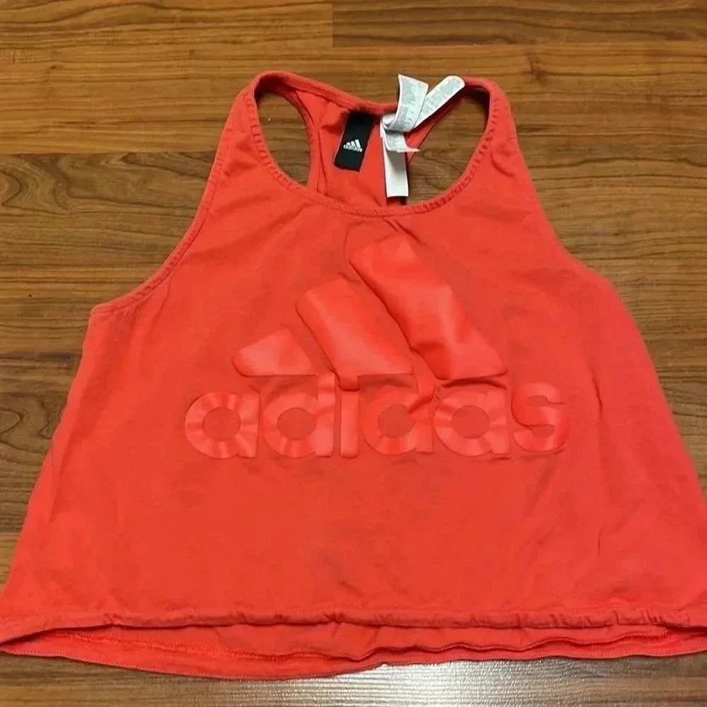 Adidas Red Crop Tank Top, size Med - Picture 2 of 5